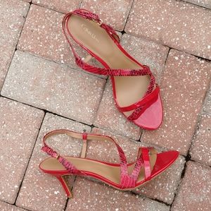 Calvin Klein Lorren Heels Size 11 Red Animal Print